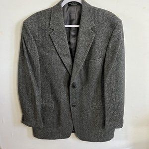 Chereskin Men's Herringbone Grey Camel Hair Blend Blazer 44R